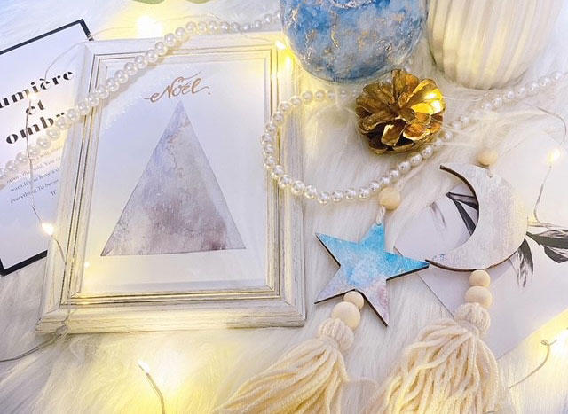 アルコールインクアートのオーナメントセット